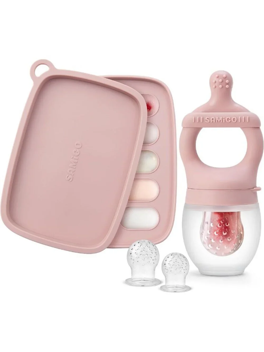 Baby Food Feeder & Breastmilk Popsicle Mold Set - Silicone Teether & Pacifier